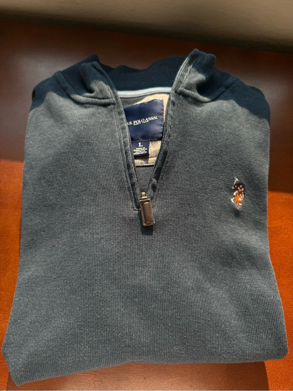 U.S. Polo Assn. Men's Navy Quarter-Zip Sweater with Logo